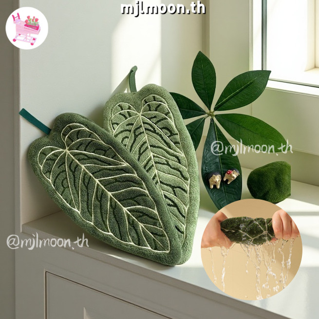 ผ้าเช็ดมือดีไซน์ใบเขตร้อนผ้าเช็ดมือขนแกะปะการังนุ่ม
