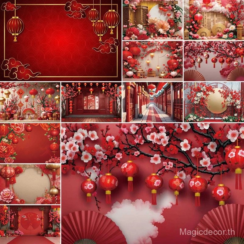 เทศกาลฤดูใบไม้ผลิการถ่ายภาพพื้นหลังลานดอกพลัมฉากหลังที่กําหนดเองวอลล์เปเปอร์โฟคอลอุปกรณ์เสริมตกแต่ง