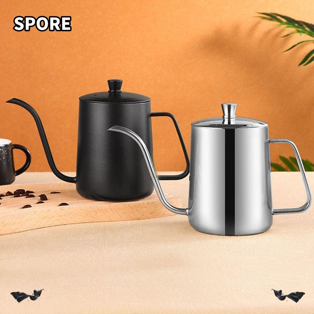 แพะ หม้อกาแฟ,304สแตนเลสยาวแคบพวยเทกว่ากาต้มน้ํา,ที่มีคุณภาพสูงที่มีฝาปิดสีดําเงินกาน้ําชาหยดกาต้มน้ําคาเฟ่ใช้