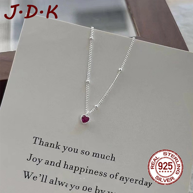 JDK 925 Silver Zircon Love Heart จี้สร้อยคอแฟชั่น