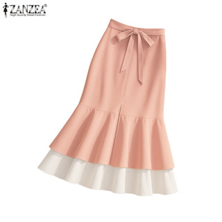 ZANZEA Overskirt ดีไซน์เกาหลี สายคาดโบว์และกระโปรงระบาย สำหร…
