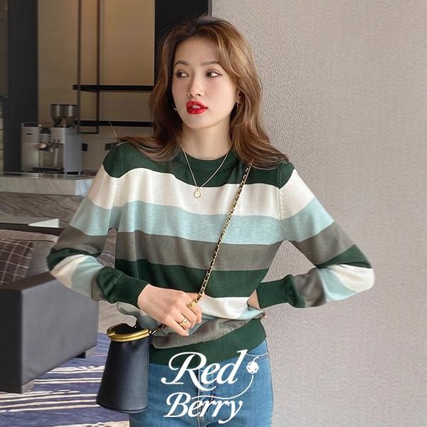 Red Berryเสื้อสเวตเตอร์ลายทางแขนยาวฤดูใบไม้ผลิฤดูใบไม้ร่วงฤดูหนาวสำหรับผู้หญิงตัวใหม่88009