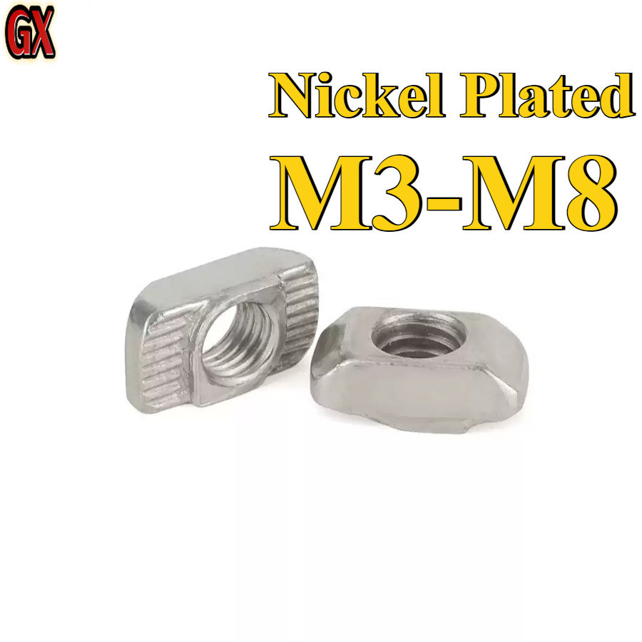 พรีเมี่ยมชุบนิกเกิล T-Slot Nuts M3, M4, M5, M6, M8 - Heavy Duty, กันสนิมสําหรับเครื่องจักร, เครื่องพ