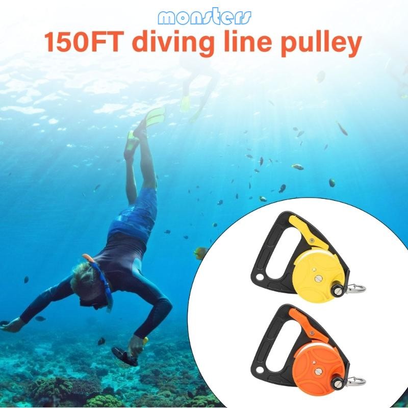 Mon 150ft Scubas Dives Reel Kayaks Anchors พร้อม Thumb Stoppers Scubaวงล้อดําน้ํา Reel สําหรับใต้น้ํ