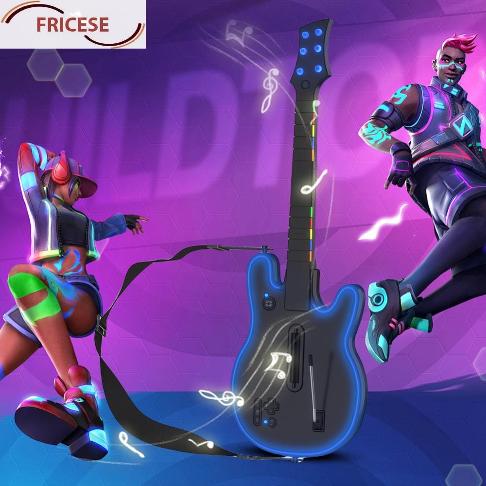 ตัวควบคุมกีตาร์ไร้สาย 2.4G คอนโซลจอยสติ๊กระยะไกลพร้อมสายคล้องและไร้สาย Dongle กีตาร์สําหรับ PS3 PS4 