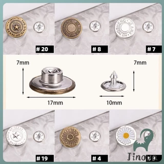 Jnv 10Pcs/set กระดุม ปรับเอวกางเกง ปุ่มที่ถอดออกได้ กระดุมโลหะ สําหรับกางเกง กระโปรงยีน Jeans buttons