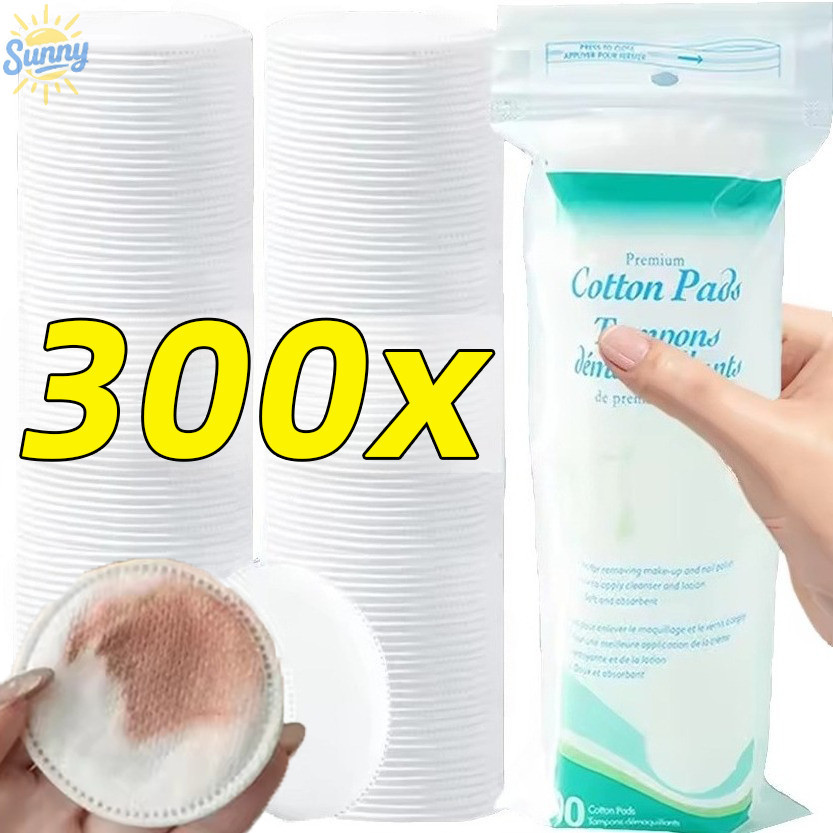 100/200/300ชิ้น แผ่นทําความสะอาดผิวหน้าสองด้าน / สําลีล้างเครื่องสําอางทรงกลมแบบใช้แล้วทิ้ง / เครื่องมือทําความสะอาดเล็บ