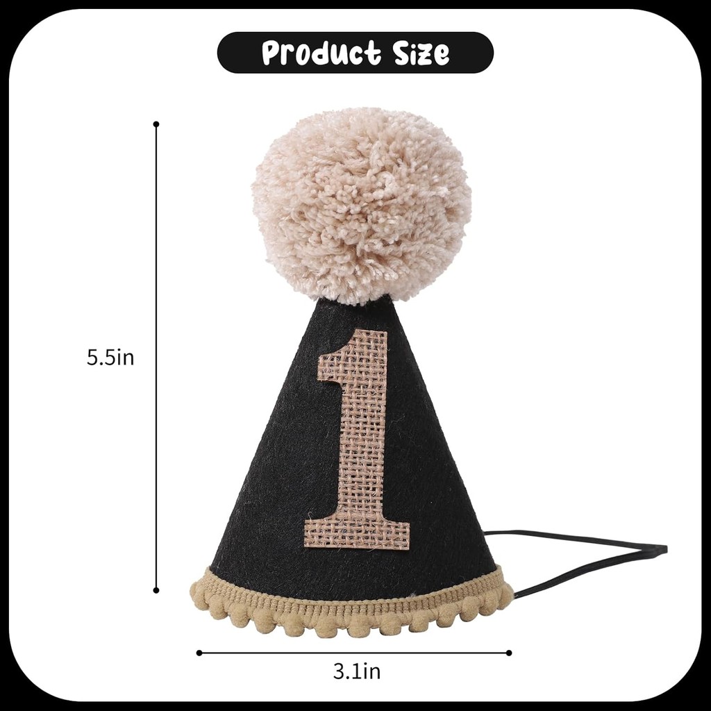 YOUAME Lumberjack 1st Birthday Hat - Forest Wild One Birthday Party Decor, Boy Black Birthday Crown 