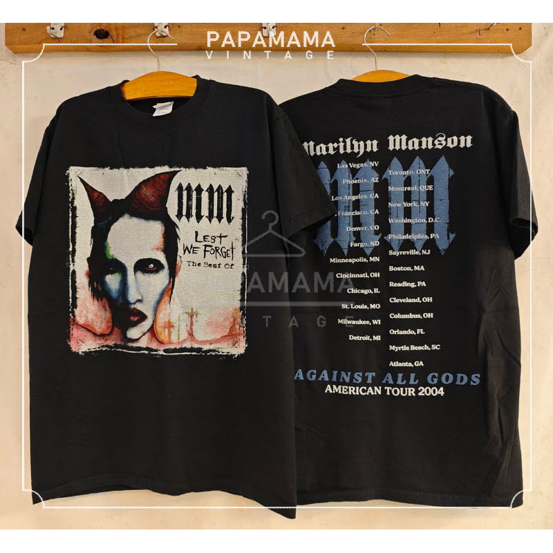 MALIRYN MANSON AGAINST ALL GODS US TOUR 2004 Death Stock เสื้อทัวร์ วงร๊อค เสื้อวินเทจ papamama vintage shirt