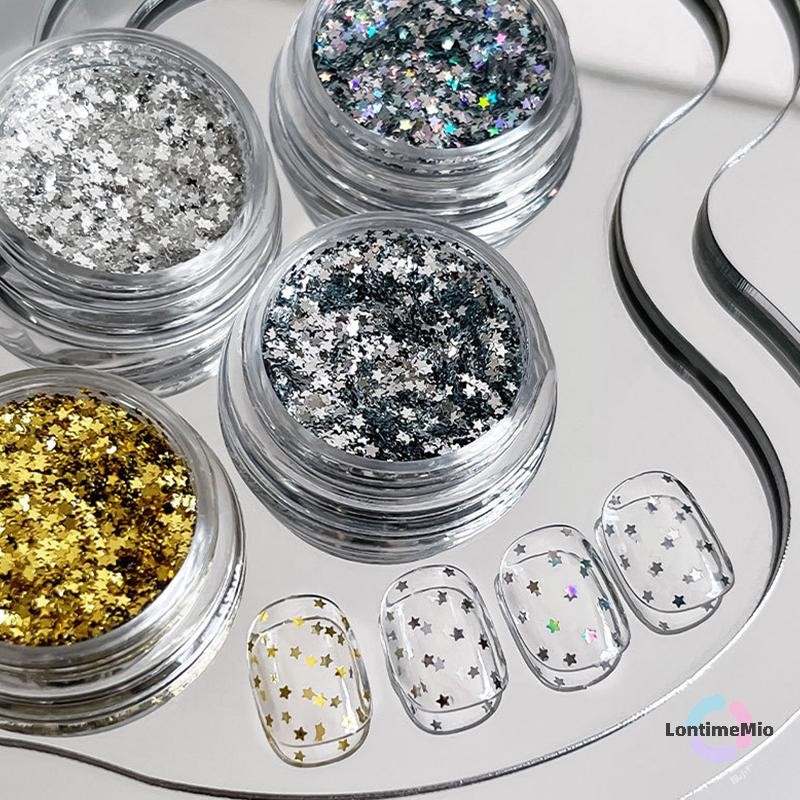 LontimeMio] 1 กล่อง 3D Shiny Star Nail Art Sequins Star Glitter Sequins Flakes DIY เครื่องประดับแต่งเล็บอุปกรณ์เล็บใหม่