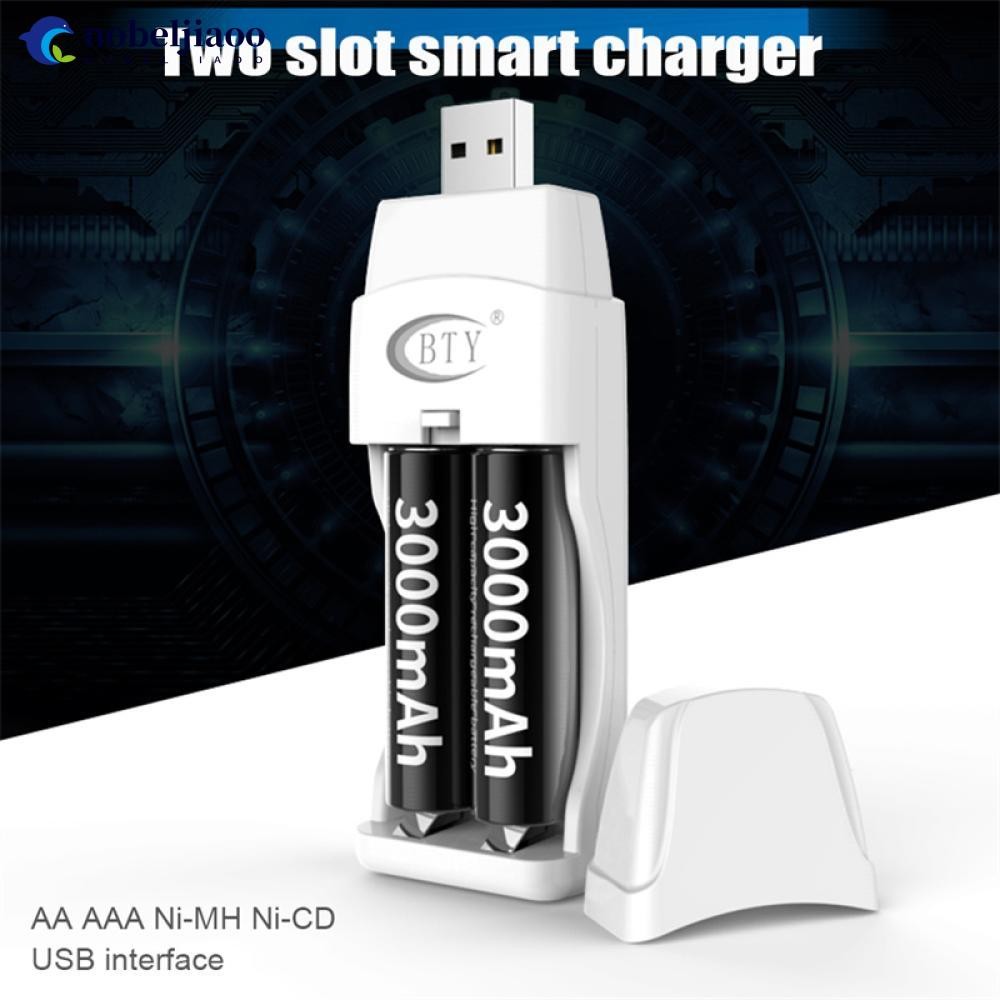 NOBELJIAOO BTY-V823 สมาร์ท Ni-MH Ni-CD AA AAA 1.2V เครื่องชาร์จแบตเตอรี่ USB 2 ช่องชาร์จแบตเตอรี่ J9