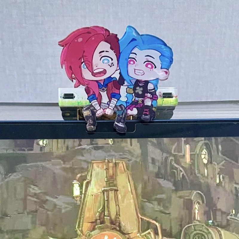 Arcane Action Figure ยืน Jinx Vi ท่านั่งอุปกรณ์เสริมตัวละครเครื่องประดับเพื่อนเด็กประณีตน่ารักของเล่