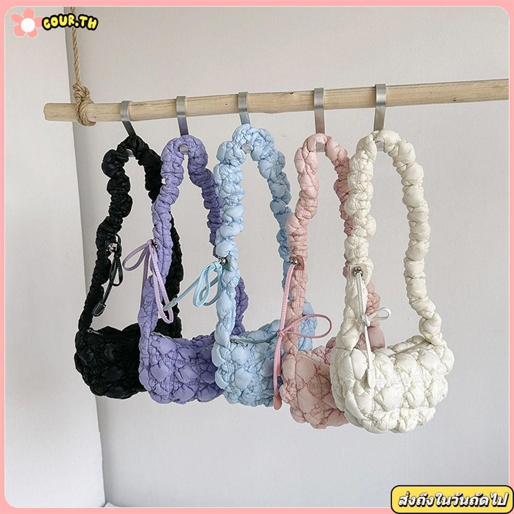 กระเป๋าสะพายเมฆจีบแบบ Messenger จาก Cour, สไตล์ Bubble สีทึบ, สำหรับผู้หญิงและใช้งานในชีวิตประจำวัน
