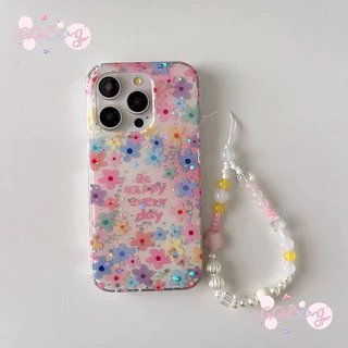 เคสไอโฟน17สำหรับ iPhone 15 13 11 air 17 16 14 12 Pro Max 15Plus 16Plus 14Plusประกายดาวดอกไม้กำไลข้อมือใหม่ IMD ปก อ่อน