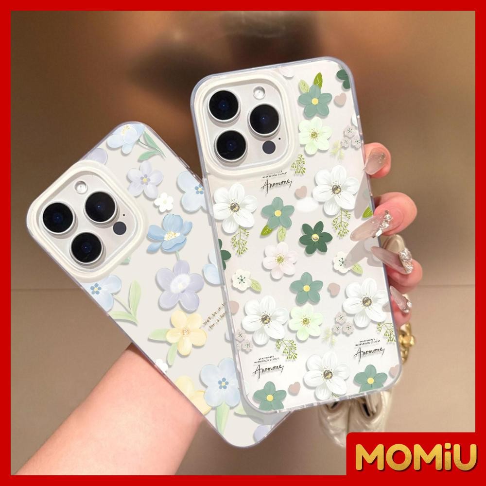 MOMiU - เจลลี่เนียนเงา IMD สีขาว เข้ากันได้สำหรับ เคสไอโฟน11 เคส iphone 16 Pro Max 7Plus XR 12 13 14 15ดอกไม้น่ารัก