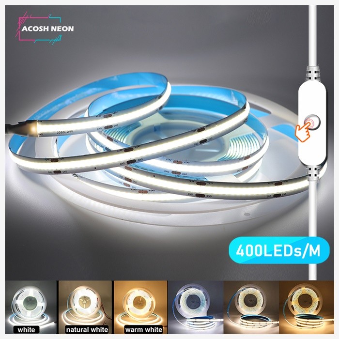 COD COB LED Light Strip 400 LEDs/M LED Light Strip ความหนาแน่นสูงยืดหยุ่น COB LED Light Strip RA90 W