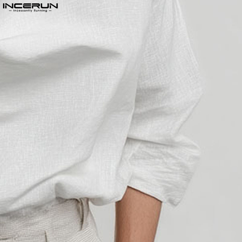 เชิ้ตผู้ชายสไตล์เกาหลี แขนสามส่วนสี่ ทรงคล่องตัว มีรายละเอียด pleats และ swing collar — صورة 8