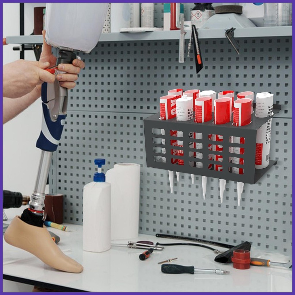 Caulking Tube Storage Garage Wall Mount Grease 11-hole Compact Caulking Tube Holder สําหรับอุตสาหกรร