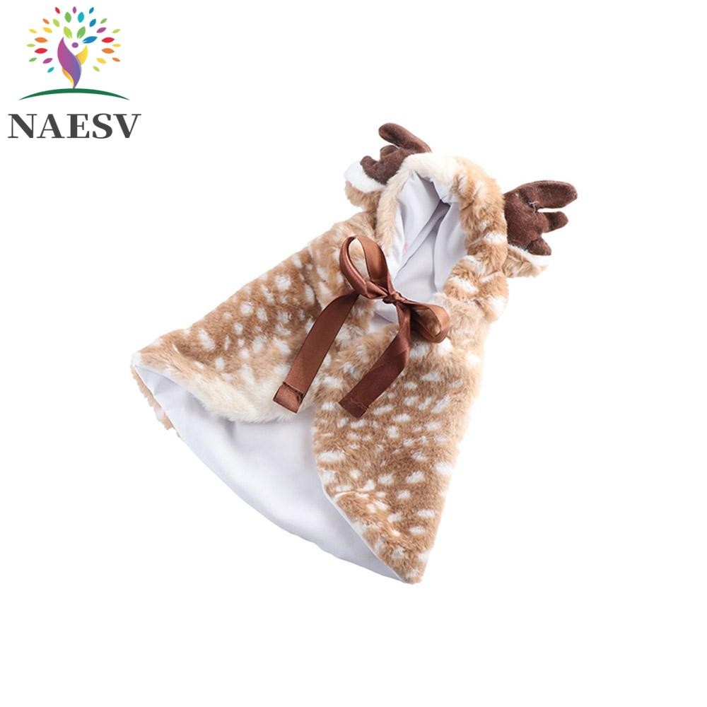NAESV Cat Elk Cloak, ตกแต่ง Warm Elk สุนัขผ้าคลุมไหล่, สัตว์เลี้ยงคอสเพลย์ชุดนุ่มกับ Antlers หมวก Pl