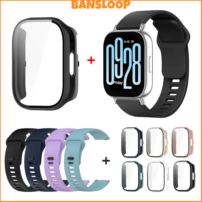 กรณี PC + สายซิลิโคน for Redmi Watch 5 Active/5 Lite สายยางข้อมือกระจกนิรภัยหน้าจอปกแข็ง for Xiaomi Redmi Watch 5 Active
