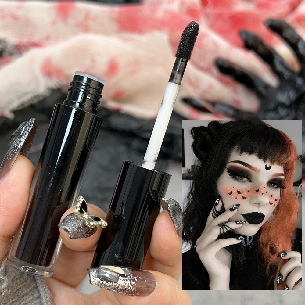 Sleek Halloween Matte Lip Gloss - ลิปสติกให้ความชุ่มชื้นสีดํา - สีแต่งหน้าสําหรับ Halloween Christma