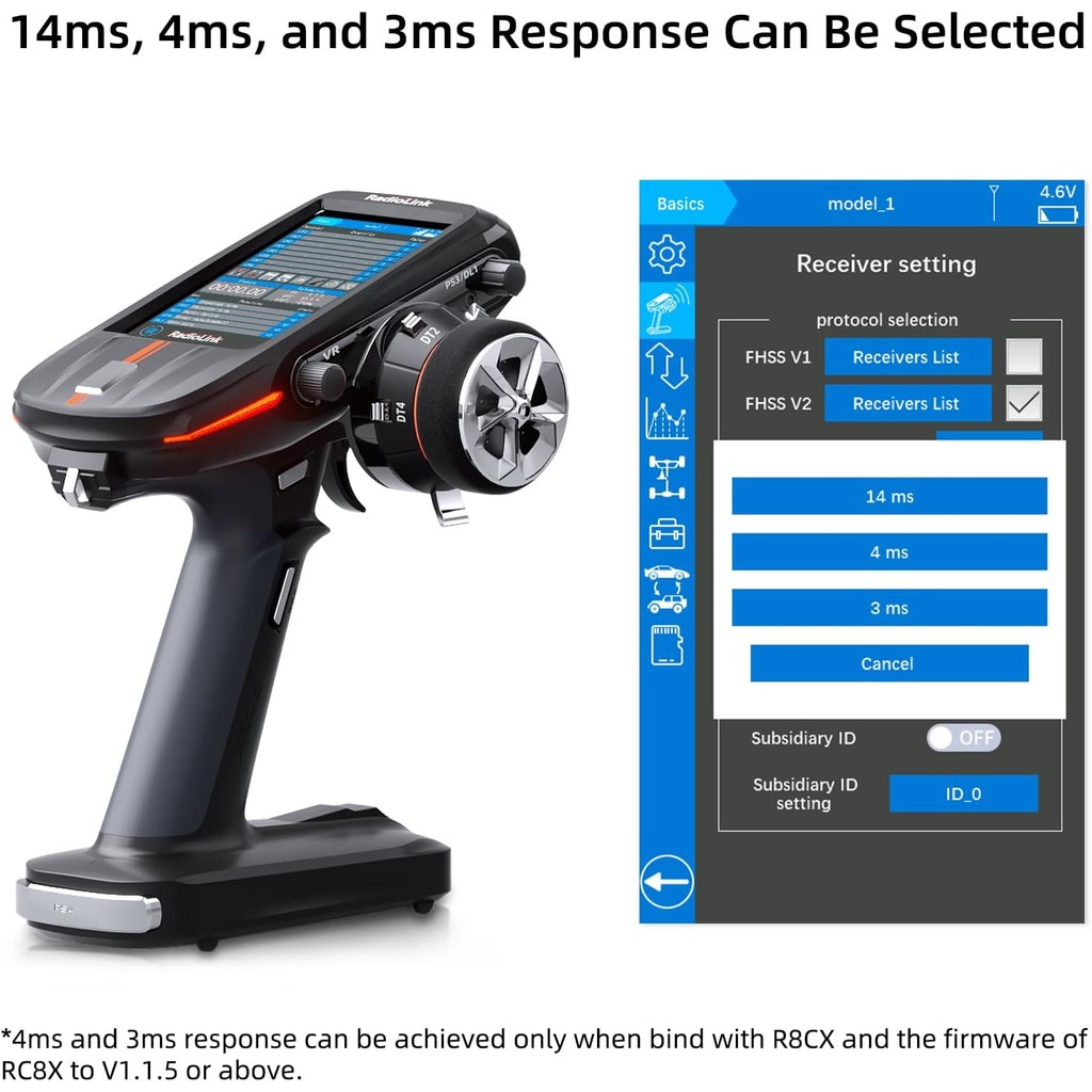 Radiolink 2.4 Ghz R8FG V2.1 3ms Latency 8 ช่อง Gyro Receiver แรงดันไฟฟ้า Telemetry, กันน้ํา RX สําหร