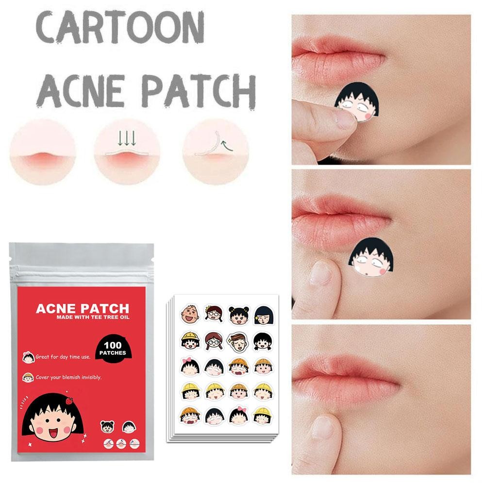 แผ่นแปะสิวลายการ์ตูน 100 ชิ้นสาวน่ารัก Chibi Maruko-chan PE สิวสิวแพทช์ครอบคลุม