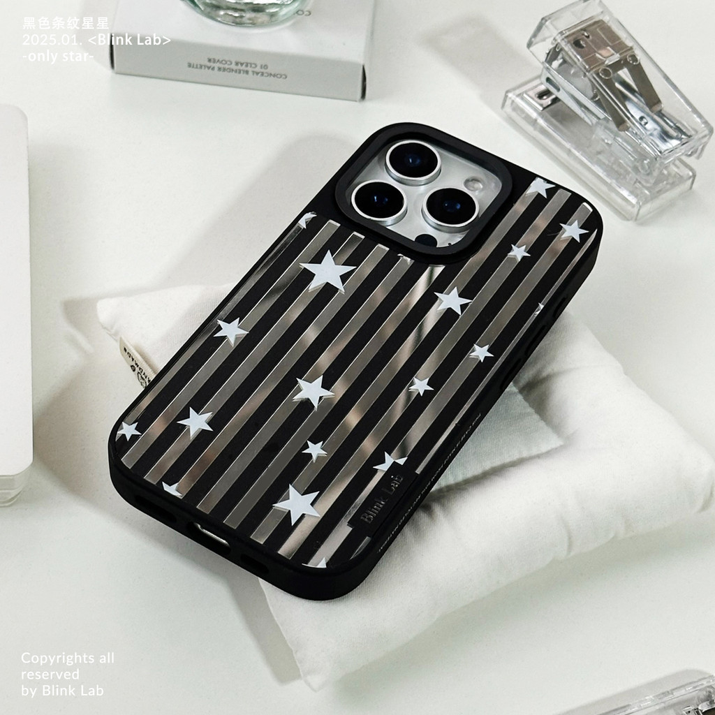 สีดําและสีขาวลายแต่งหน้ากระจกเคสโทรศัพท์ Drop-Resistant สําหรับ iPhone 16 Promax 15 Promax 11 12 13 14plus 15plus 16e 16plus 15pro