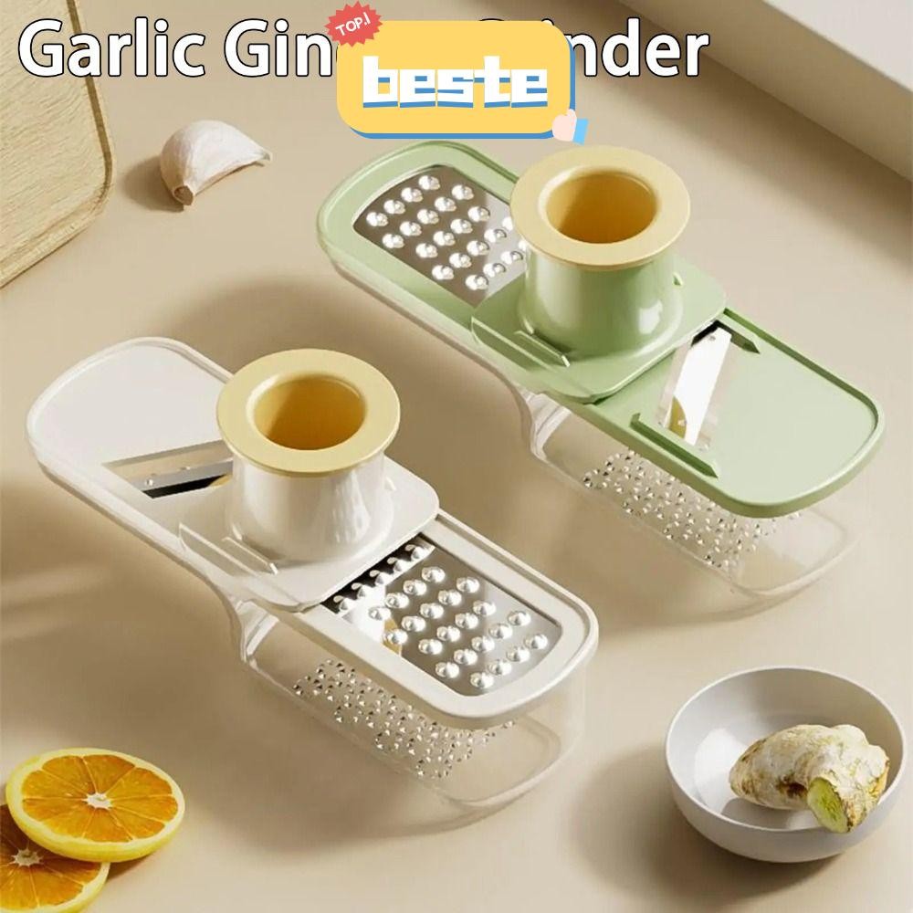 BESTE เครื่องบดกระเทียมขิง, 3in1 เครื่องบดกระเทียมด้วยตนเอง, อุปกรณ์ครัวมัลติฟังก์ชั่น Mini กระเทียมกดสําหรับบดเครื่องเทศสมุนไพรกระเทียม