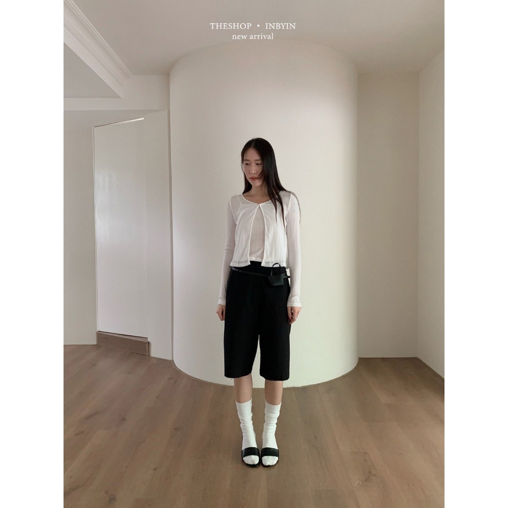 🧡🧵 🇰🇷 I2981 เซ็ท 2 ชิ้น เสื้อสายเดี่ยว +เสื้อคลุมแขนยาว ผ้ามีเทกเจอร์ิ ผ้านิ่ม แฟชั่นเกาหลี TAG WG.WE 🧵🧡 - รูปที่ 4