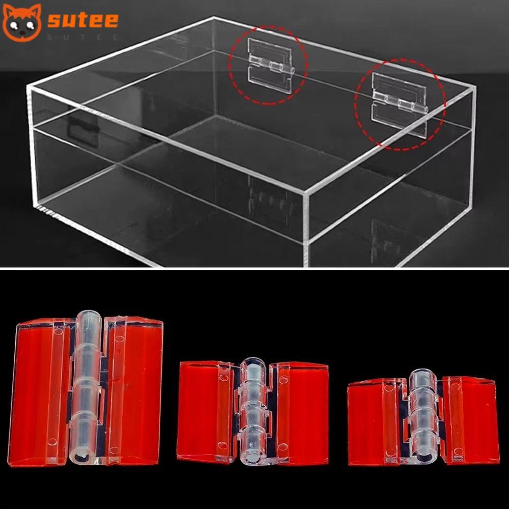 SUTE บานพับประตู, บานพับพับอะคริลิคโปร่งใส, บานพับยึด DIY แบบมีกาวในตัวสําหรับตู้ลิ้นชักกล่องเครื่องประดับ