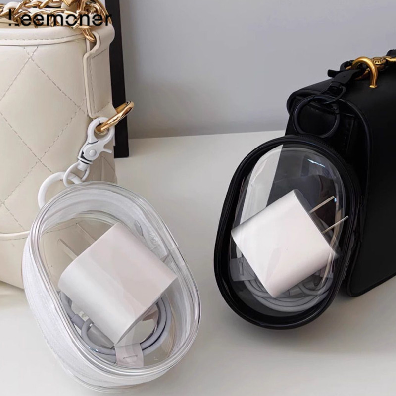 【Lemon】Data Cable Transparent Charger Portable Cosmetics Bag Storage Bag Headphone Bag-LN