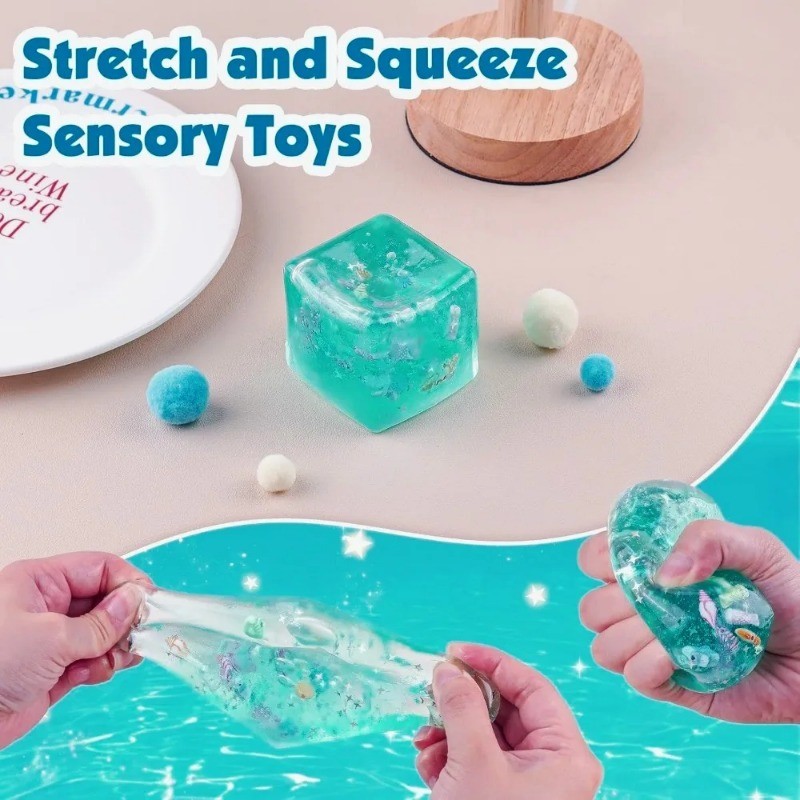 Taba Squishy Stress Balls Cube - Ocean Sensory Fidget ของเล่นช้า Rise Squishy ของเล่นสําหรับเด็กและผ