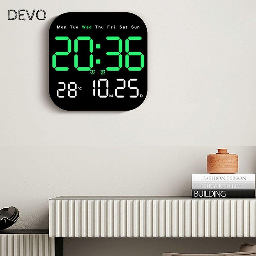 นาฬิกาอิเล็กทรอนิกส์ DEVO แบบจอ LED ดิจิตอล โชว์วันที่และอุณหภูมิ พร้อมฟังก์ชันหลายอย่างสำหรับห้องนอน