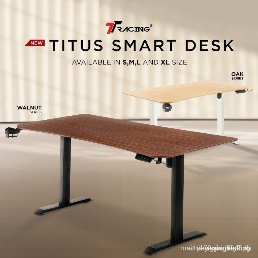[ในสต็อก]TTRacing Titus Smart Desk Walnut Oak Ergonomic Standing Electric Height Adjustable PC Gamin