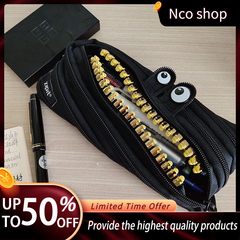 ประเทศไทย ZIPIT สีดําทองกรณีดินสอคลาสสิกสีดําขนาดใหญ่โกลเด้นฟันมอนสเตอร์กระเป๋าซิปสร้างสรรค์เครื่องเ