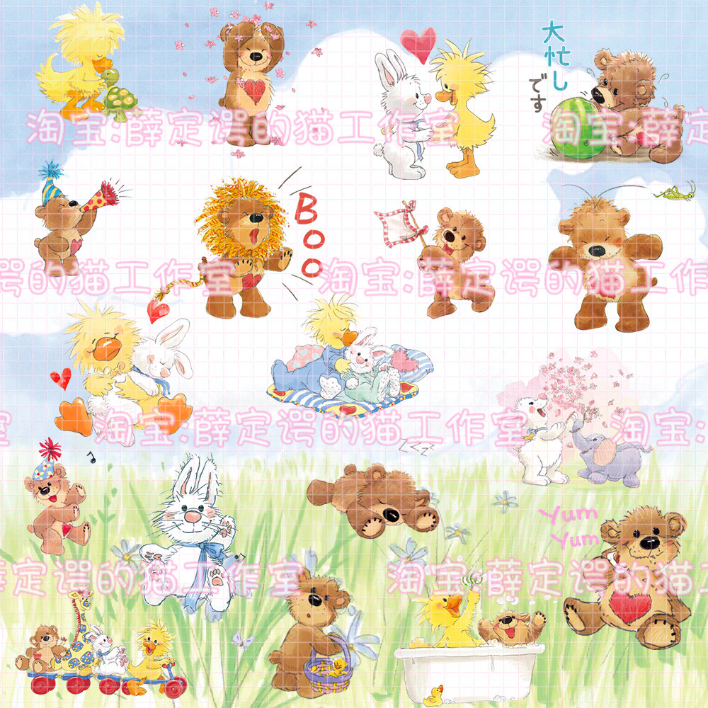 J488 เป็ดน่ารักกระต่ายลูกแพร์ดอกไม้หมี suzy s zoo Buckle-Free png สติกเกอร์ออกแบบวัสดุคู่มือ