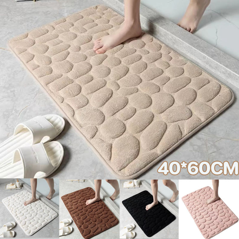 COD พรมเช็ดเท้าห้องน้ำ 40x60ซม กันลื่น ซับน้ำดี แห้งเร็ว ลายหินสวยงาม สำหรับห้องน้ำและทางเข้าบ้าน