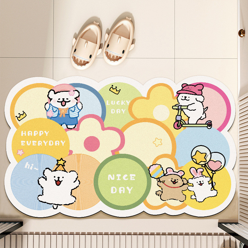 40×60CM เสื่อห้องน้ำ ปูพื้นลายการ์ตูน กันลื่น แบบแห้งเร็ว ดูดซับน้ำ วัสดุโคลนทรายซิลิกา - รูปที่ 2