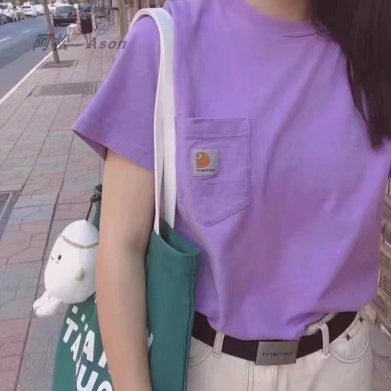 เสื้อยืดแขนสั้น Carhartt WIP แบบคลาสสิก K87 ที่มีกระเป๋าหนา สีหลายสี และทำจากฝ้ายบริสุทธิ์