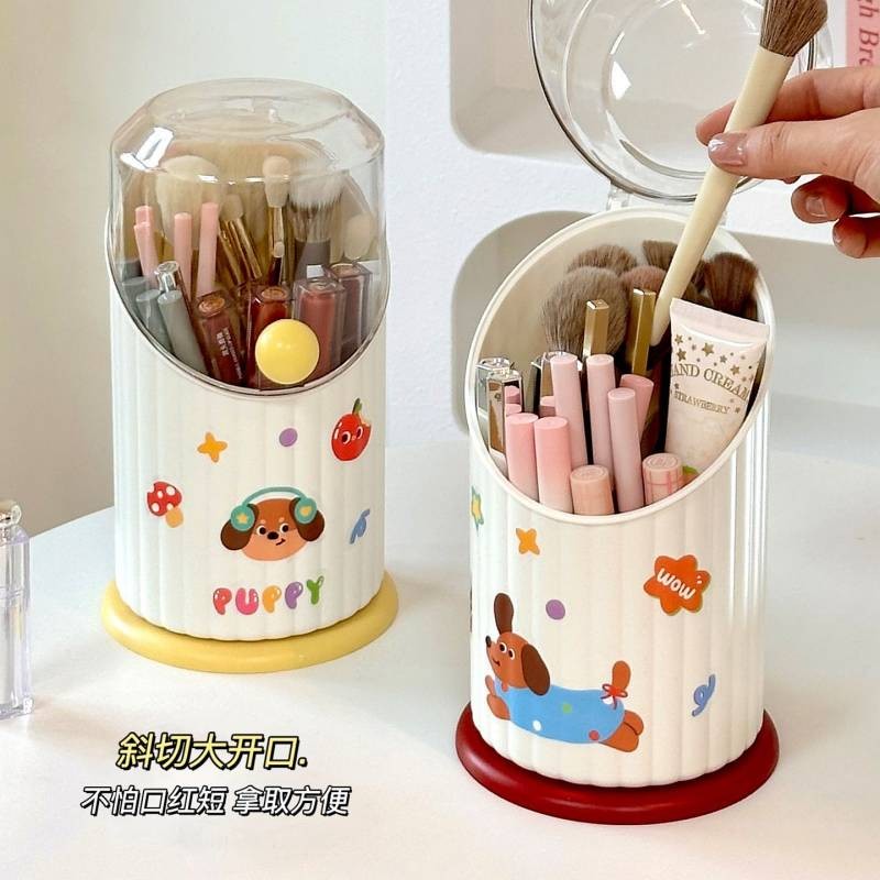Makeup Brush Storage Tube Grid Dustproof Dressing Table Cosmetics Storage Box Lipstick Eye Shadow Storage Rack Desktop Pen Container NTGH