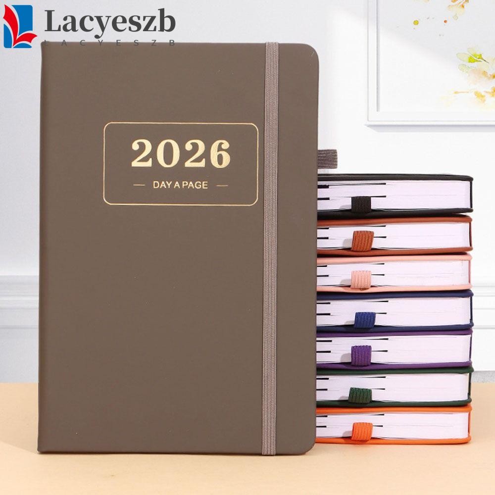 LACYESZB A5 Planner Notebook, PU หนังกันน้ํา 2026 Daily Planner, ปกอ่อน 2026.1.1-2026.12.31 Elastic 