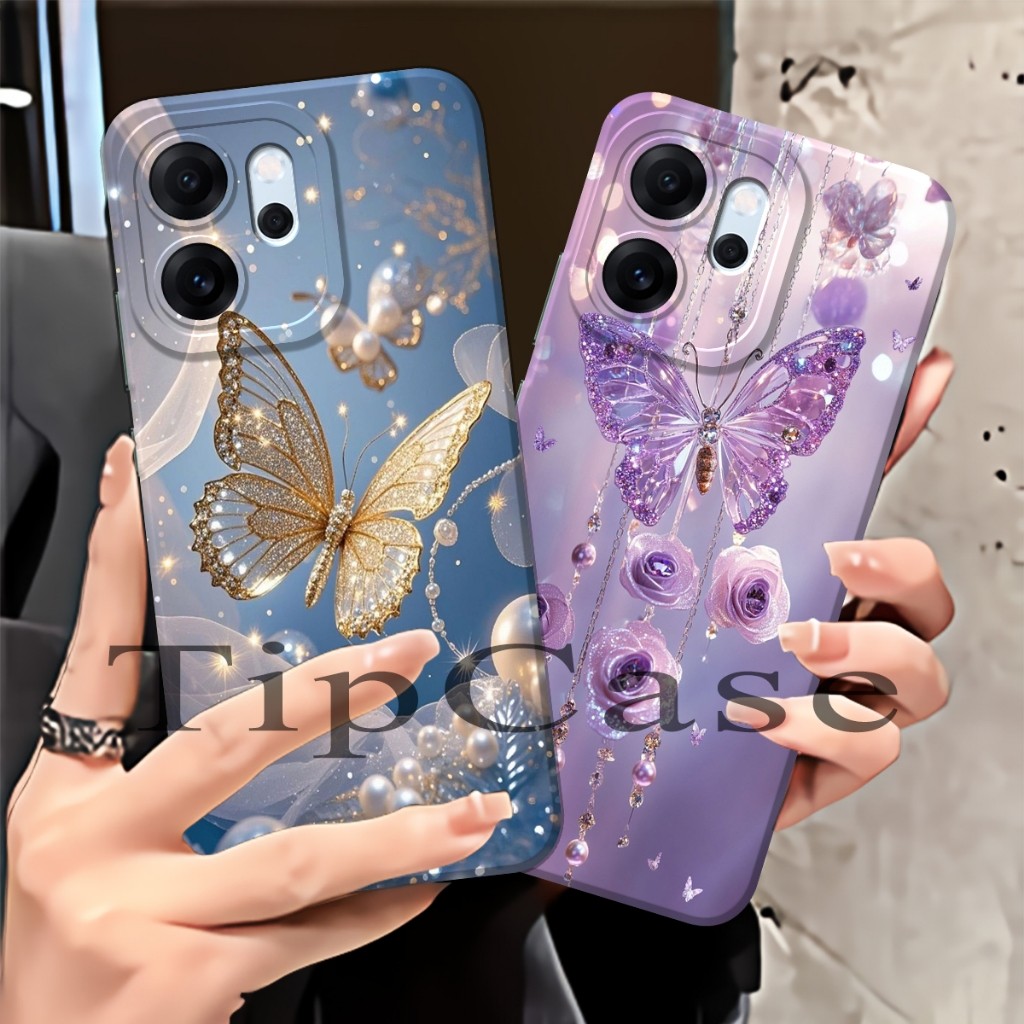 Reno 14f 14 14 Pro 13f 13 Softcase Procamera เคสสาวผีเสื้อแบบยืดหยุ่น