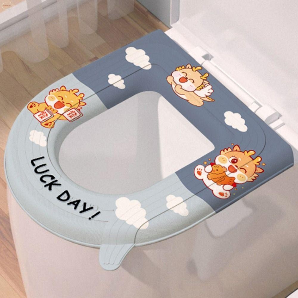 MXBEAUTY เบาะรองนั่งชักโครก, การ์ตูนกันน้ํา อีวา ที่รองนั่งชักโครกหนาน่ารักพร้อมที่จับ ใกล้ชิด เสื่อ ห้องน้ํา