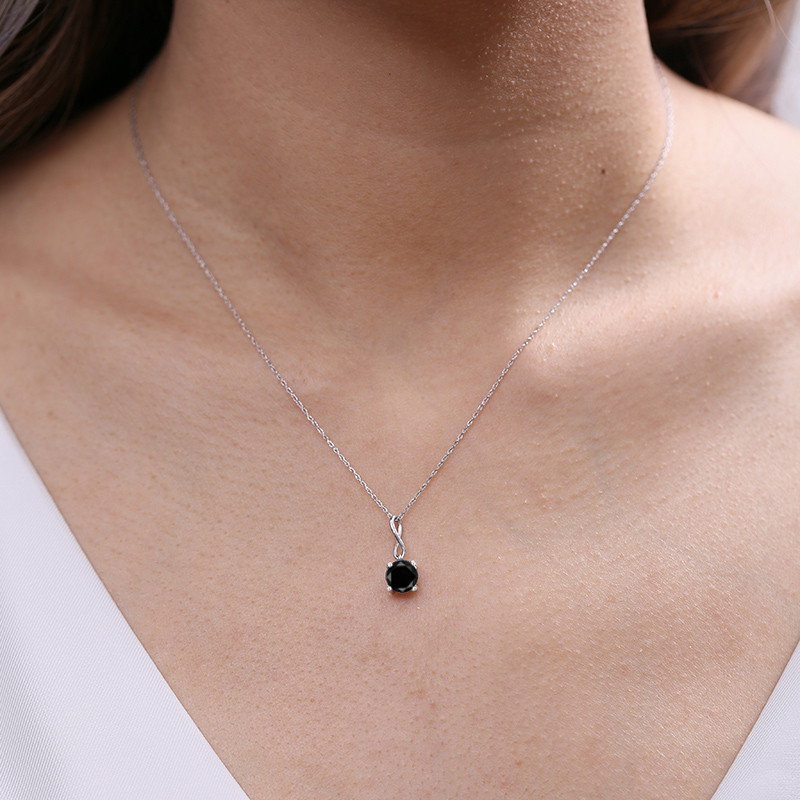 GSK สร้อยคอมุกสีดำสำหรับผู้หญิง ออกแบบเรียบง่าย ทำจาก 10K ทองคำขาว และเพชรจริงจากแอฟริกาใต้