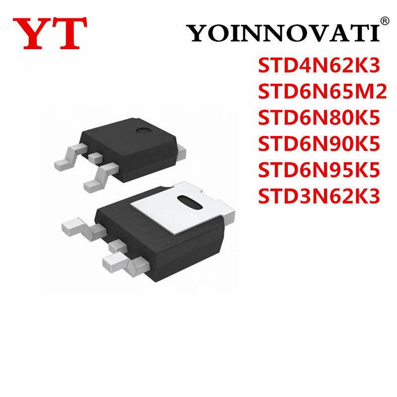 5PCS STD4N62K3 STD6N65M2 STD6N80K5 STD6N90K5 STD6N95K5 STD3N62K3 TO-252 Field Effect ทรานซิสเตอร์