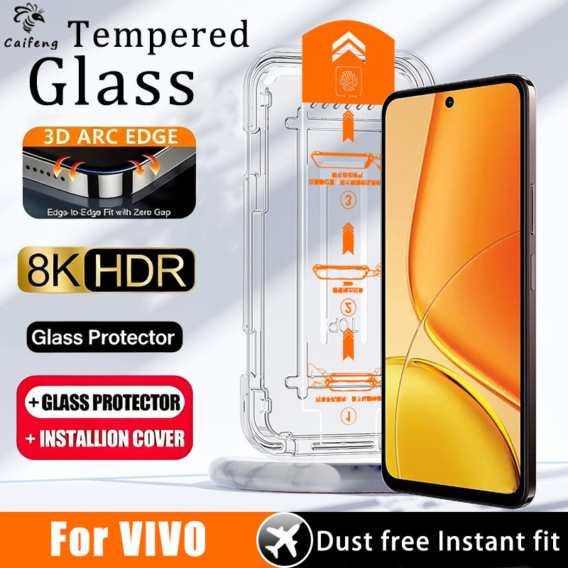 HD ฟรีฝุ่นการติดตั้งที่แม่นยำแก้วนิรภัยหน้าจอป้องกันสำหรับ VIVO Y39 Y36 Y29 Y29s Y28 Y28s Y27s Y22 Y