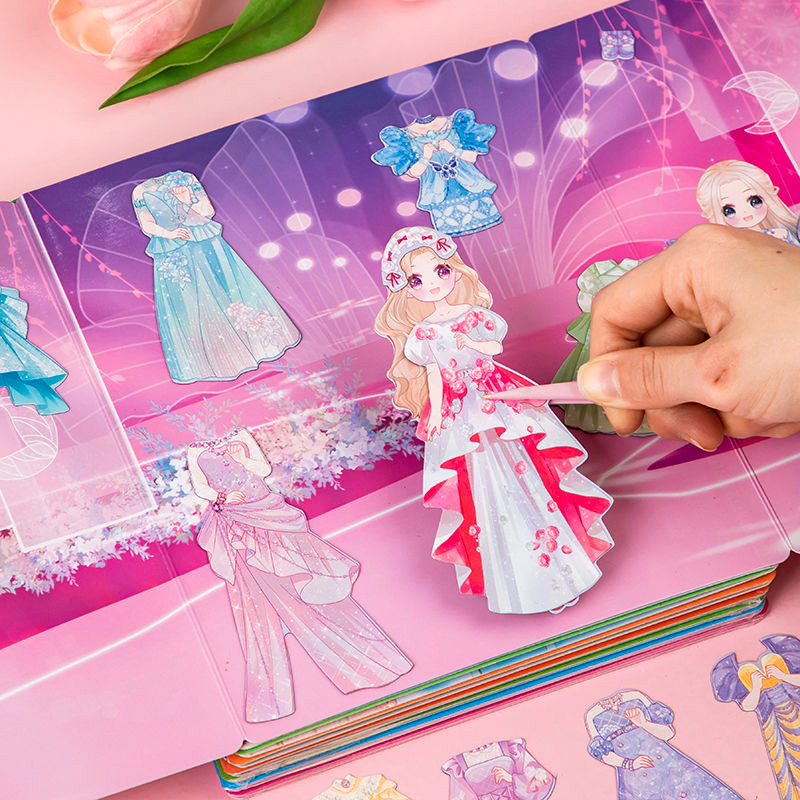 公主换装磁力贴纸书到岁儿童反复贴画专注力益智玩具安静书Princess Dress-up Magnetic Sticker Book to Age Children Repeatedly20250924 ราคา ถูกที่สุด ดีลบีเคเค แกลเลอรีภาพที่ 3