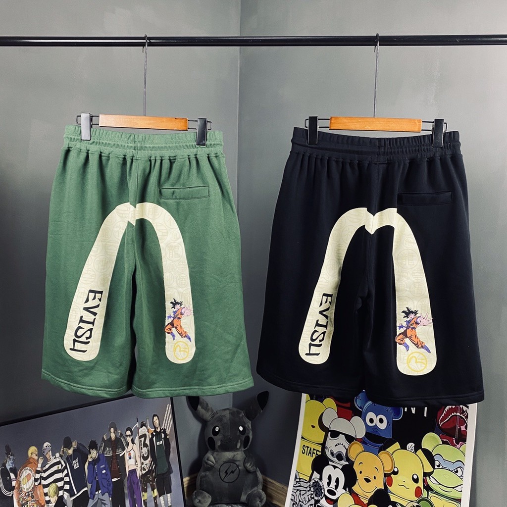 Evisu กางเกงขาสั้นผู้ชาย ทรงหลวม พิมพ์ลายใหม่