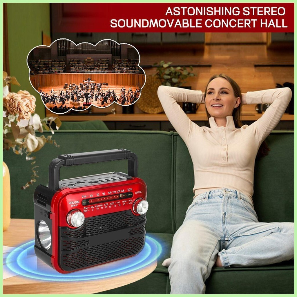 Survival วิทยุ 3W พลังงานแสงอาทิตย์วิทยุ FM/AM/SW16/USB/TF/BT Multichannel Survival ไฟฉายสําหรับสภาพ